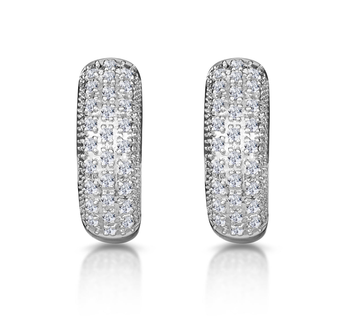Huggie Earrings Lab Diamond Pave Set 0.33ct in 925 Silver